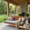 Wooden Porch Swing Bed, 6 FT, with Thick Cushion, Weather-Resistant